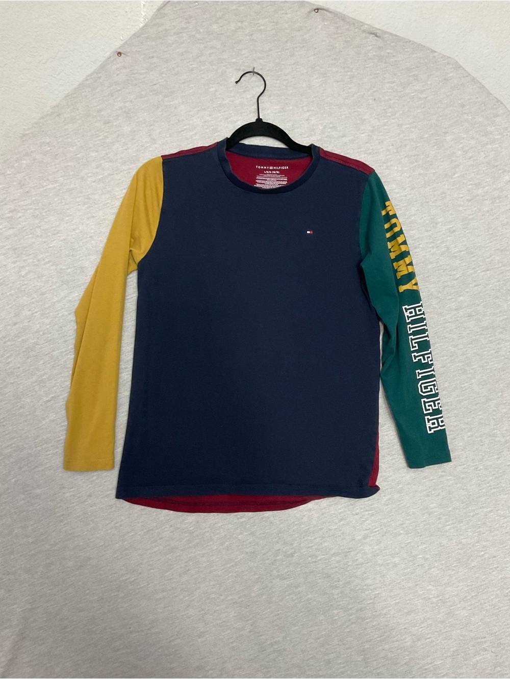 Tommy Hilfiger Kids Colorblock Long Sleeve Crewneck Shirt - Navy/Green/Yellow